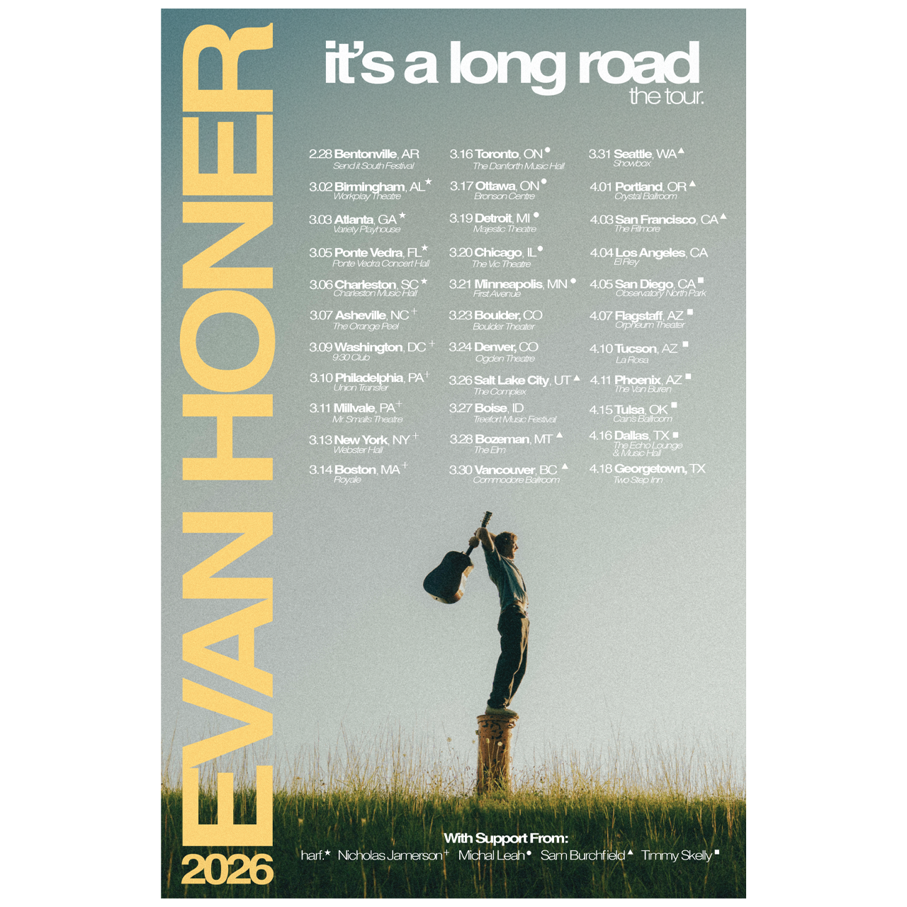 Long Road Spring 2026 Tour Poster